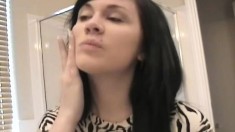 Andi puts make up and looks as if she is ready for a great fuck