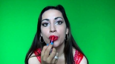 Red lipstick makeup fetish