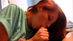 Lovely redhead teen gives a great pov blowjob