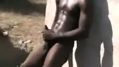 Str8 African Men Stroke Public For Money