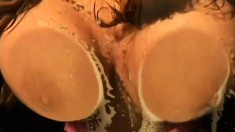 Busty babe uses her giant titties to please a dick before riding it