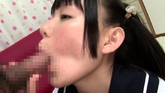 Ruri Narumiya Japanese teen gives POV blowjob