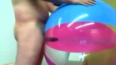 Big inflatable beach ball fuck cum inside